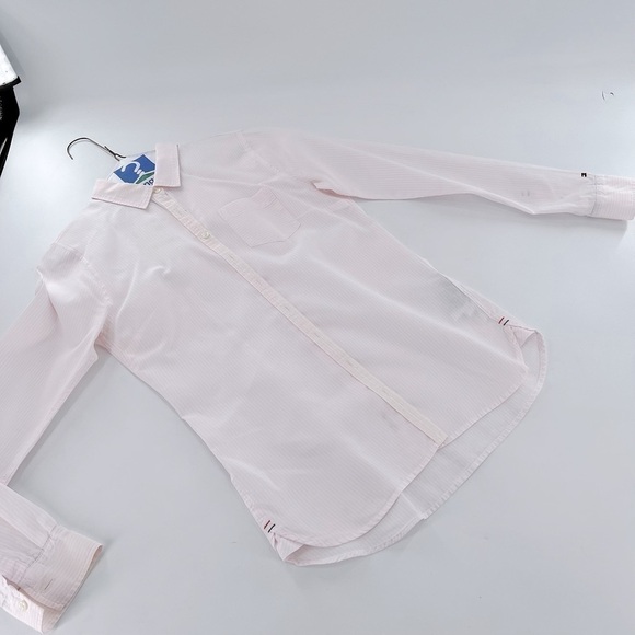 TOMMY HILFIGER WOMENS PINK STRIPED SHIRT BURGUNDY SHIRT 2/38 - Picture 17 of 17